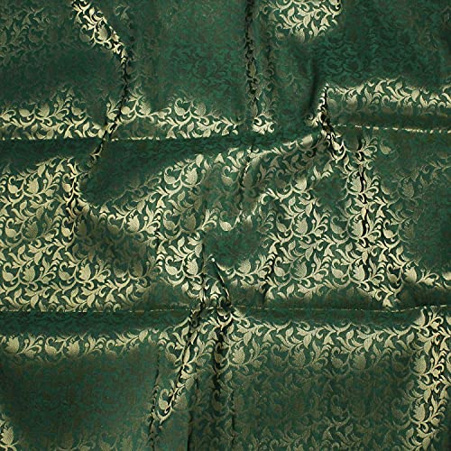 Luxurious Dark Green Brocade Art Silk Fabric for Exquisite Home Decor and Fashion Projects – Sold by the Yard 5 Luxurious Dark Green Brocade Art Silk Fabric for Exquisite Home Decor and Fashion Projects – Sold by the Yard - Image 4