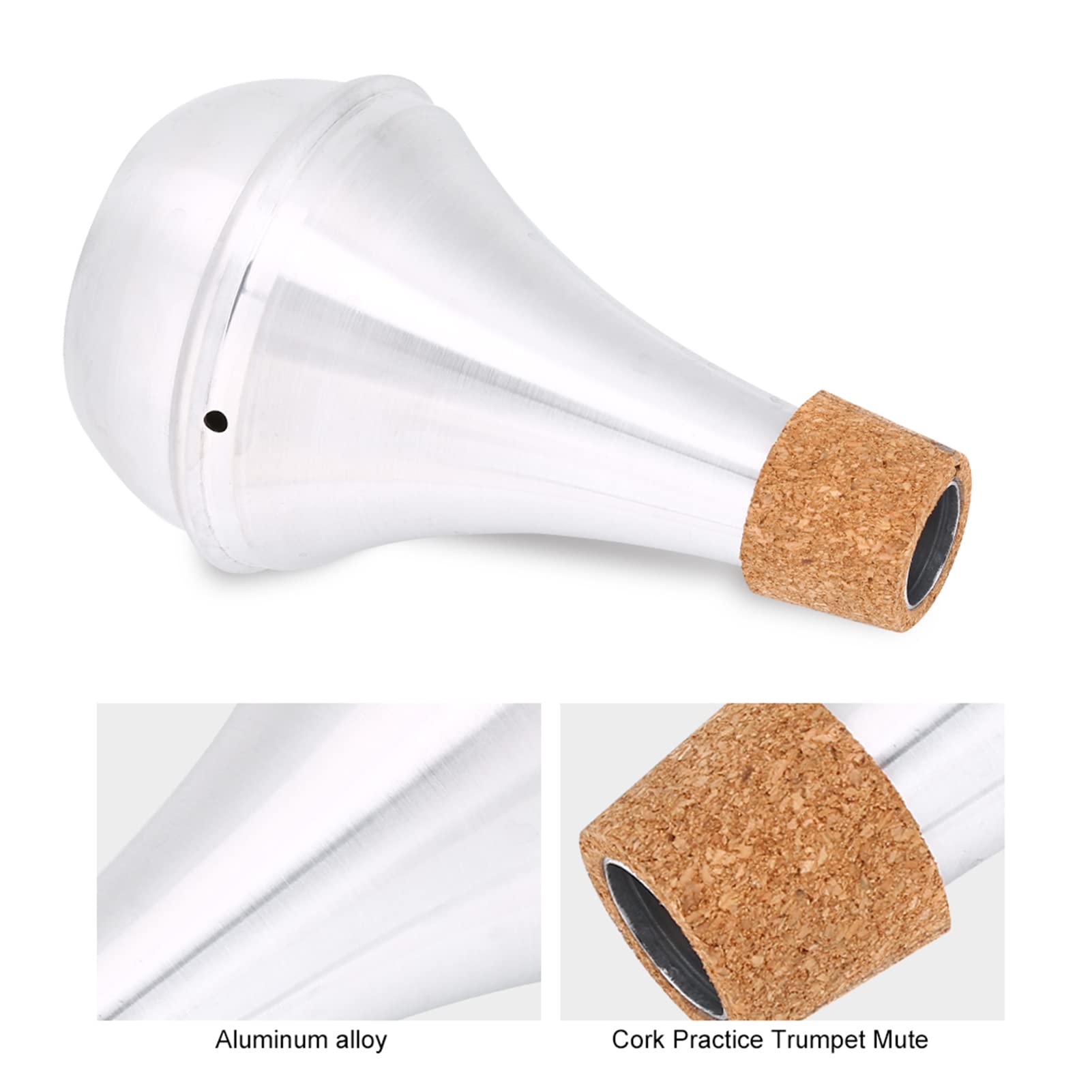 Trumpet Mute, Aluminum Alloy & Cork Practice Trumpet Mute Cornet Mute with Clear Sound Brasses Musical Instrument Part Accessory - Image 4
