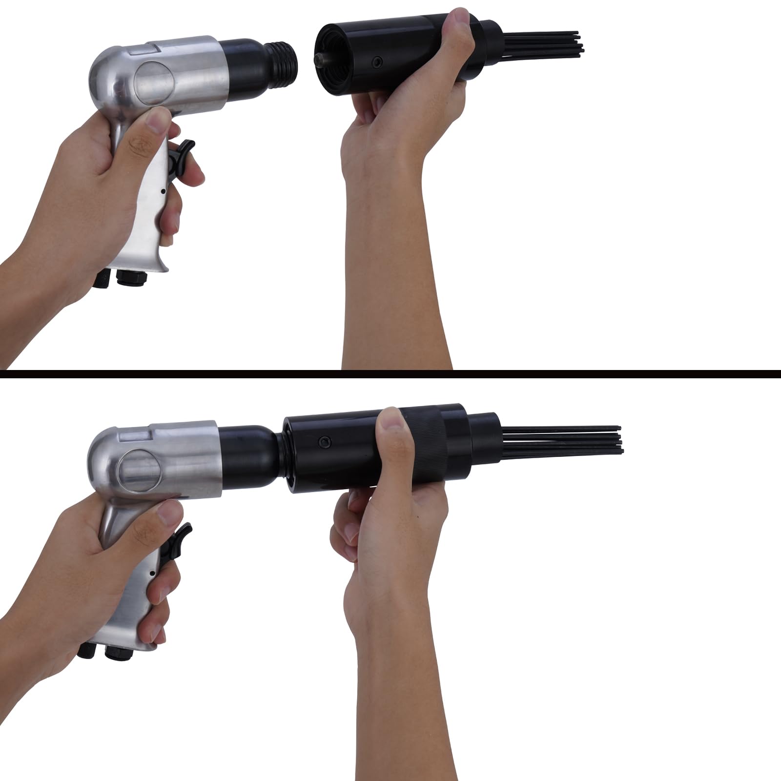 Escalador de aguja de aire con 4 cinceles, 19 agujas, pistola neumática de aguja para trabajos en metal, óxido, soldadura y removedor de pintura