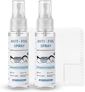 Kocpudu Anti-Fog Spray for Glasses, 30ml, Travel Size (2-PACK) | Anti-Fog Spray for Eyeglasses, with 1 Eyeglass Cleaning Cloth, Effectively Prevents Fogging on Eyeglasses, Mirrors