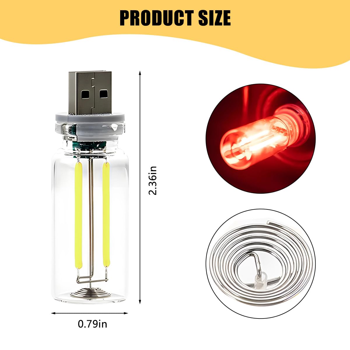 Sandfren USB LED Car Atmosphere Light, Mini Vehicle Ambient Interface Charging Lighting Bottle, Portable Automotive Night Lamp Decoration Accessories, Universal for SUV, Sedan, Truck (Red)