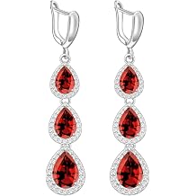 LMXXVJ Womens Drop Dangle Earrings - Luxury Long Earring With Gemstone Fashion Jewelry Birthday/Anniversary Mothers Day Gifts for Mom/Wife/Sister/Best Friend/Girl
