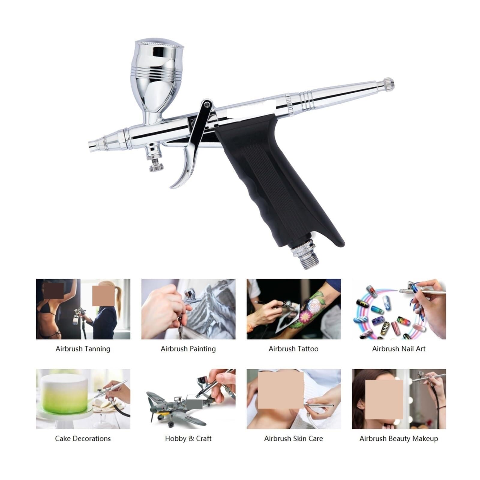 Spruzzatore di vernice, Pistola A Spruzzo 0.3/0.5/0.8mm Aerografo A Doppia Azione 2cc 7cc 13cc Set Modello Per Auto E Casa Pittura Fai Da Te Adatto Ai Principianti per la pittura domestica