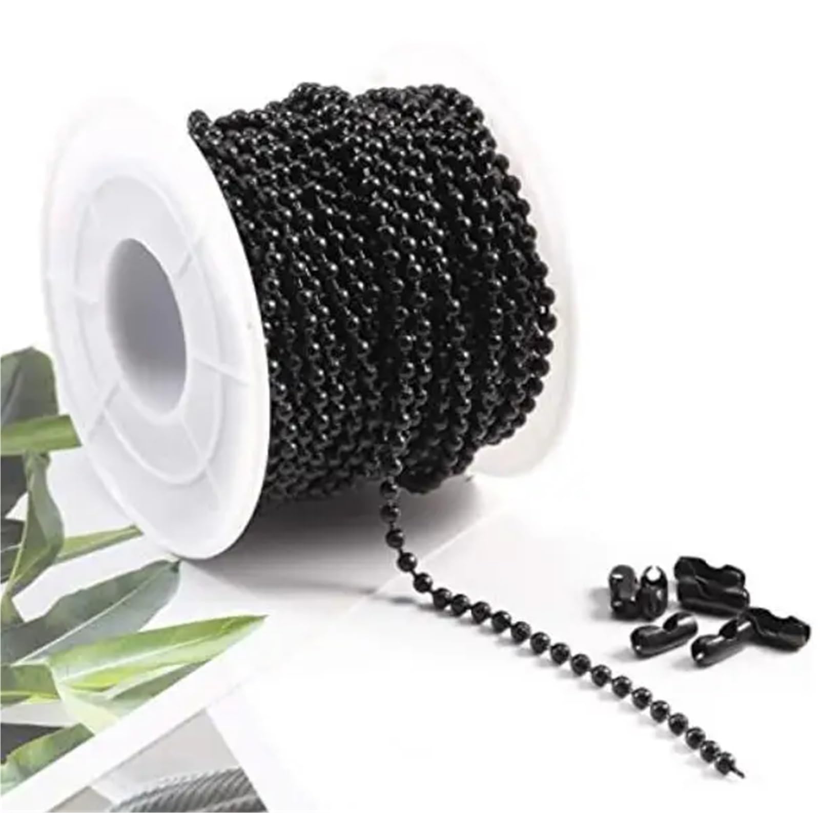 Łańcuszki kulkowe, Łańcuszek kulkowy 5 metrów 3mm 4mm platerowane czarne koraliki ze stali nierdzewnej(3mm Wide)