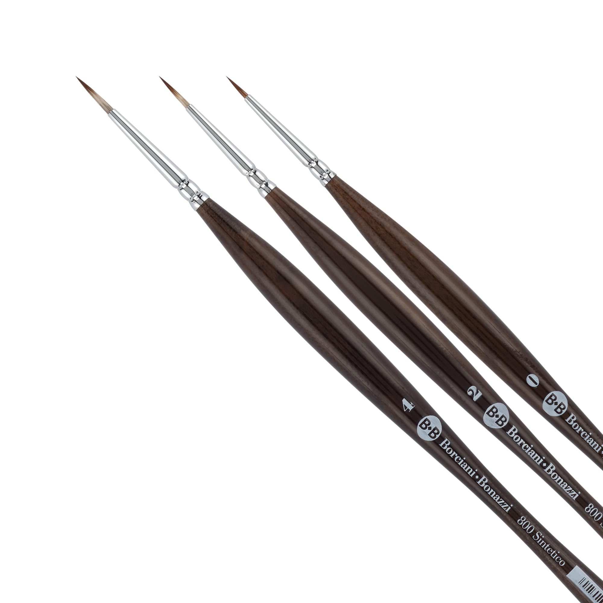 Pinceaux synthétiques Borciani e Bonazzi en lot de 3 pour peindre vos toiles en atelier