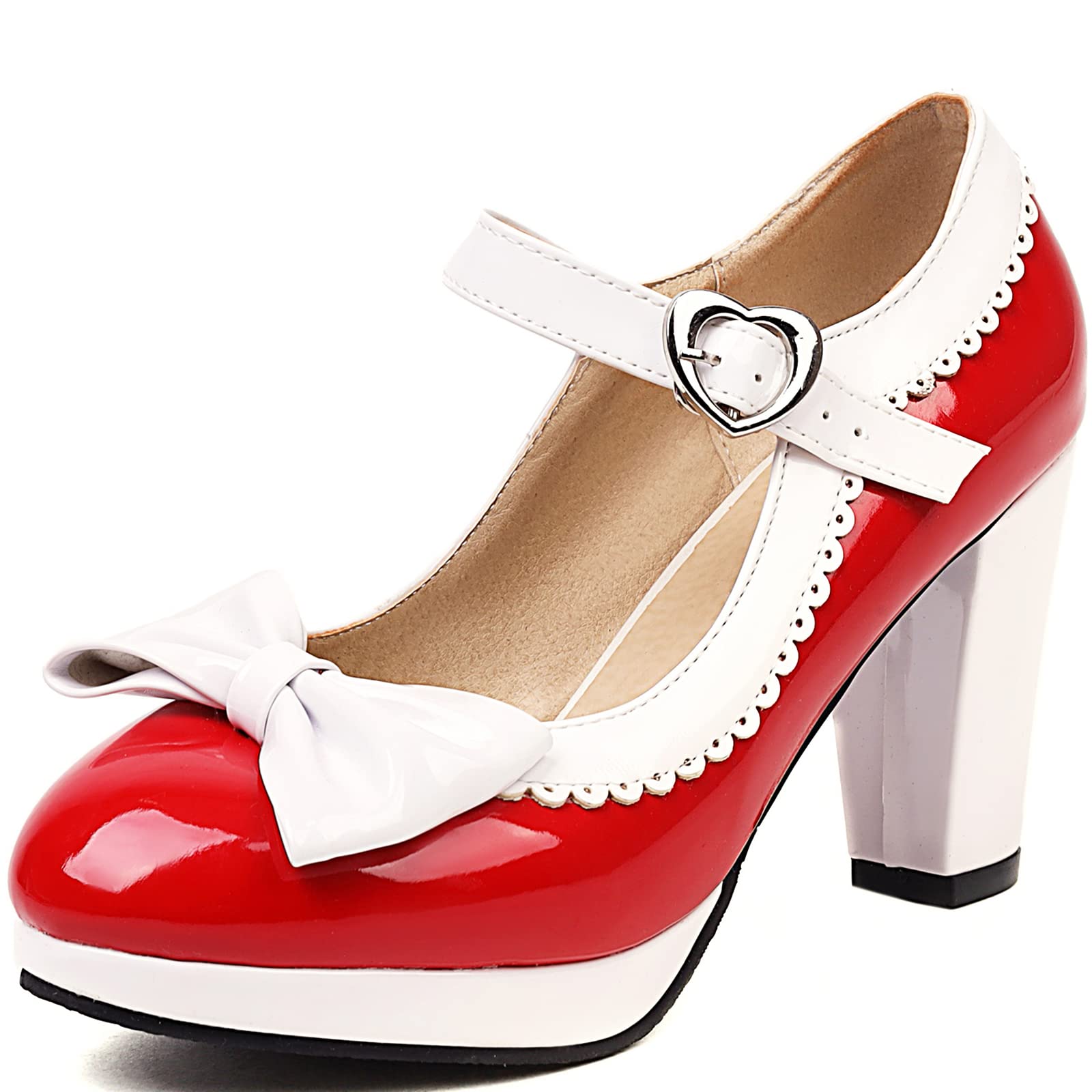 Mary Janes à Bout Rond Doux pour Femmes avec Plates-Formes Basses et Talon Bloc