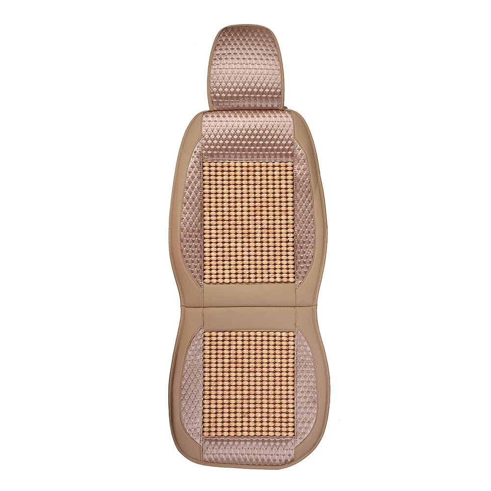 Blueshyhall Coprisedile Auto Massaggiante Universale, Coprisedile Auto Traspirante Fresco Coprisedile Auto Anteriori Auto, Coprisedili Anteriori Auto in Perline di Legno (Beige)