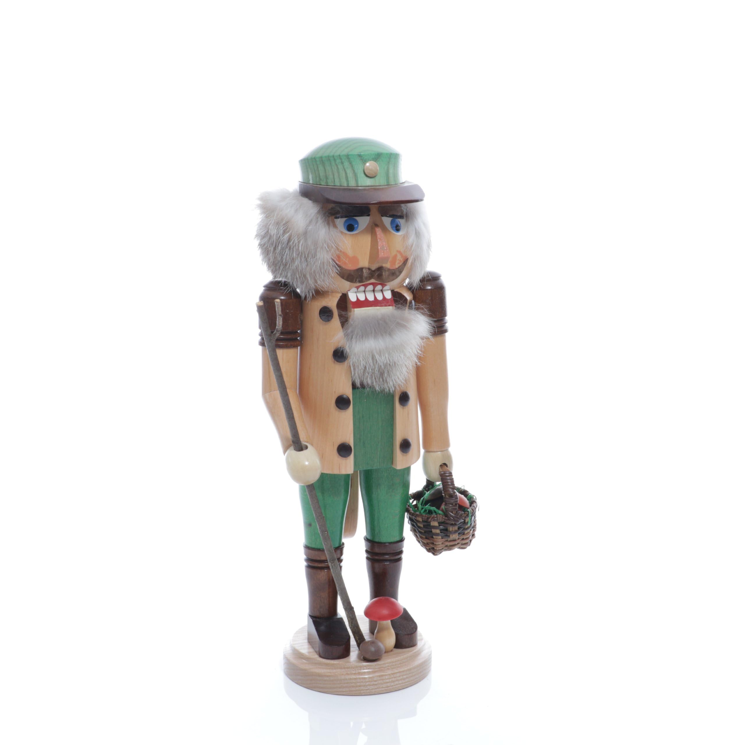 Casse-Noix Montagnes de minerai 39 cm chercheur de champignon, sculpture sur bois de Seiffen