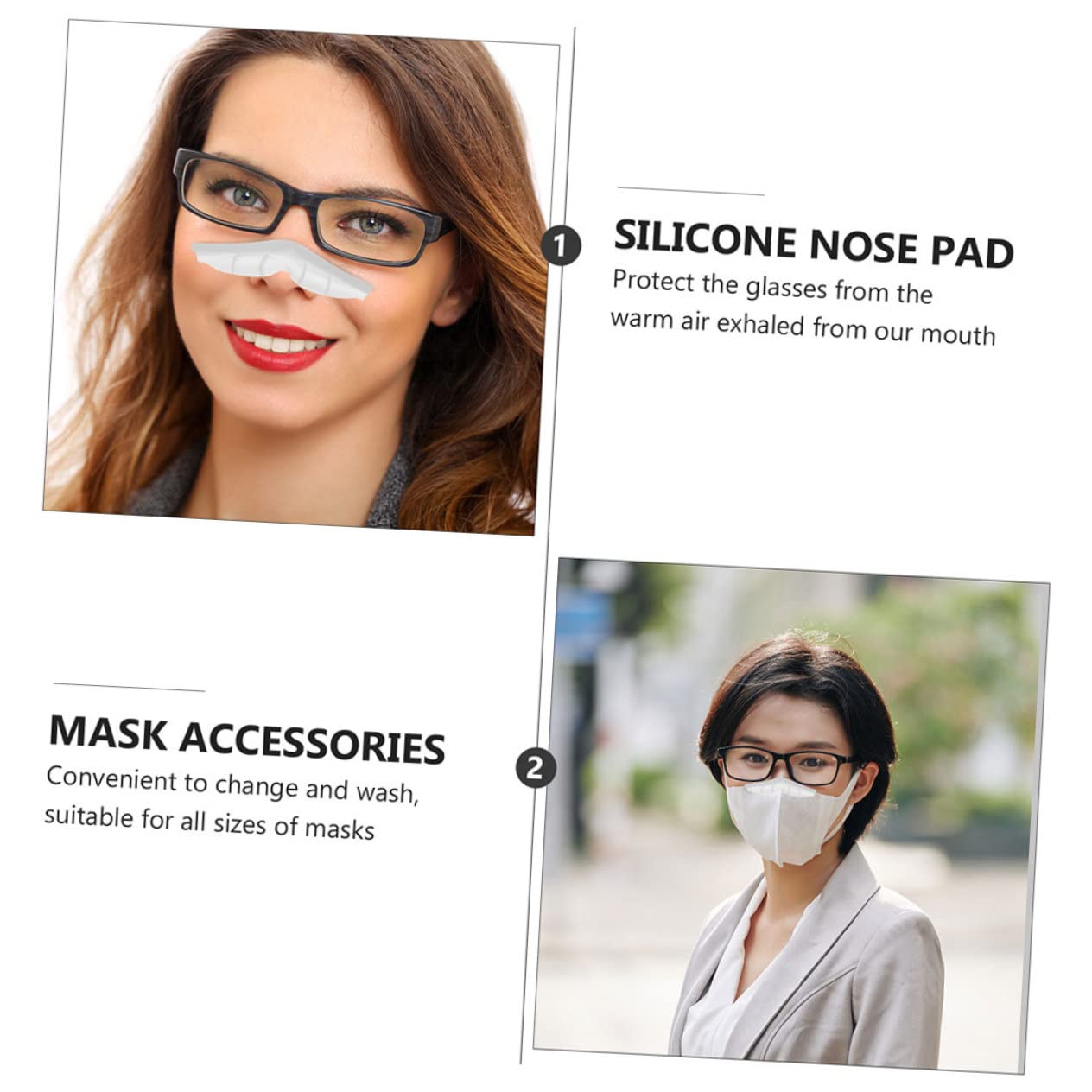 SEWACC 80pièces Bandes Anti-buée pour Lunettes Silicone pour Nez Accessoires De Masque Intérieur Et Extérieur