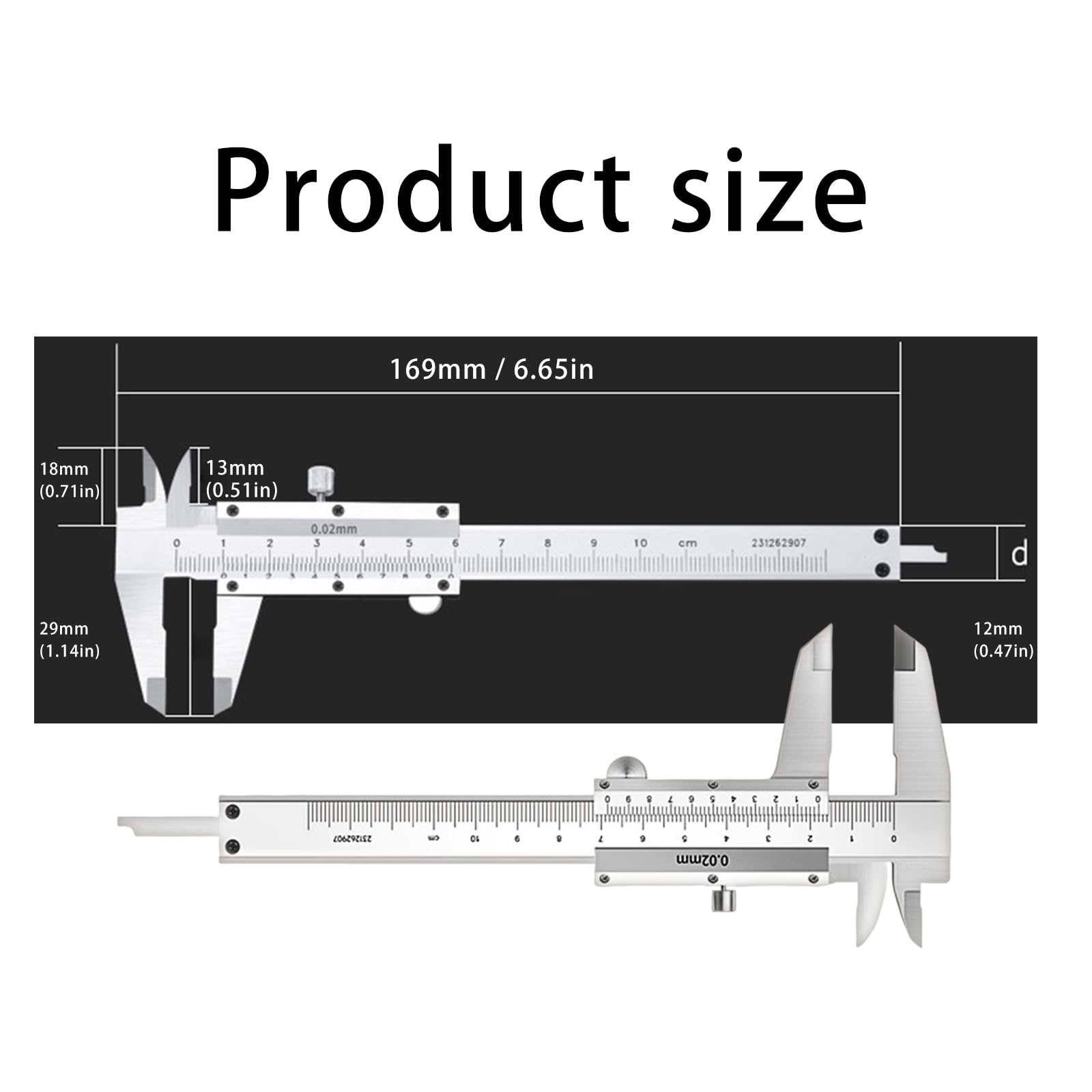 Calibrador de acero inoxidable de tamaño pequeño para joyas, monedas, piedras preciosas, calibre vernier de 0 a 100 mm, alta precisión