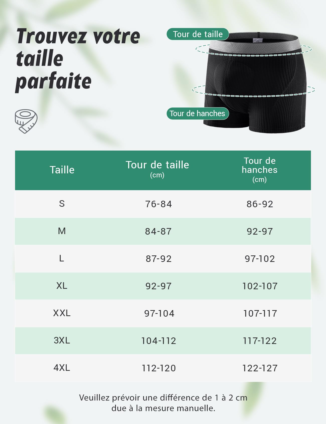 Carer Lot de 3 Boxer Incontinence Homme Bambou 160ml Capacité d’Absorption Sous-vêtement Lavable Anti-Fuite Doux Respirant Confortable Réutilisable Culotte Incontinence Noir Taille S - 4