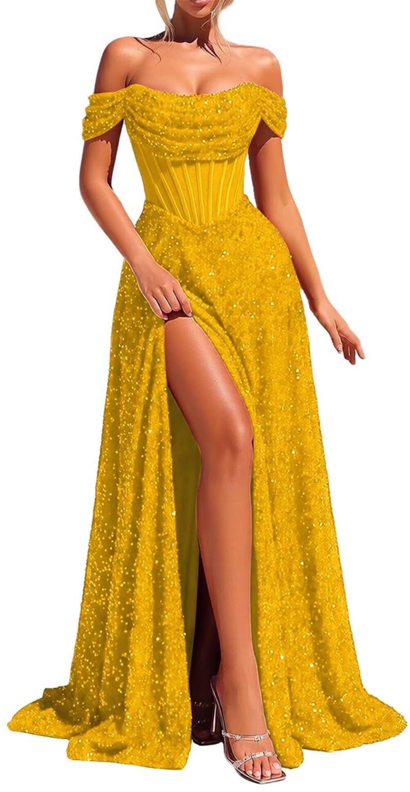 Robe de soirée à paillettes WQL122 pour une silhouette élancée - 7