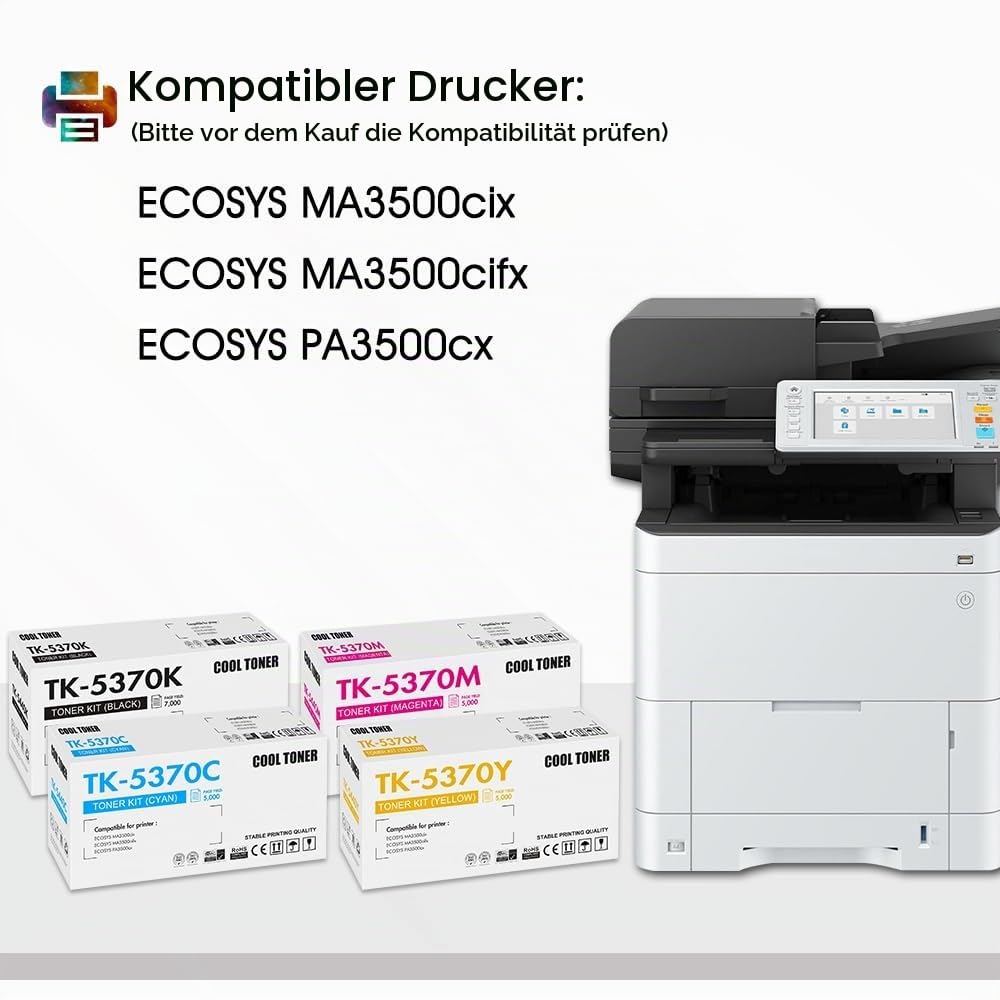 TK5370 TK-5370 Kompatibel für Kyocera Ecosys PA3500cx MA3500cix MA3500cifx | Ecosys PA3500cx MA3500cix MA3500cifx TK5370K TK5370C TK5370M TK5370Y Schwarz Cyan Gelb Magenta