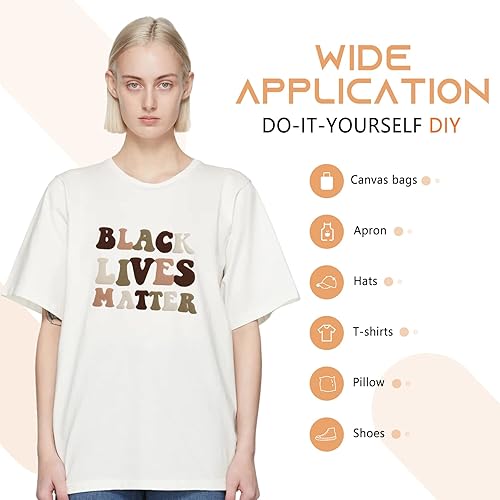 Miniatura 6 de Tintnut Vinilo de transferencia de calor de 10 pulgadas x 6 pies, rollo de transferencia de calor 3D de color marfil, vinilo de transferencia de