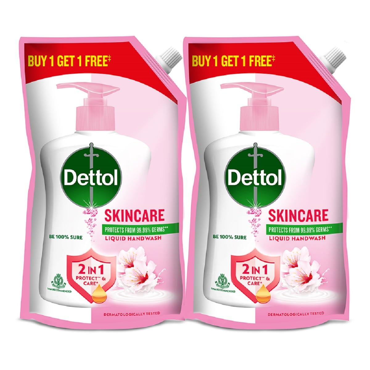 Dettol Liquid Handwash Refill – Skincare Hand Wash- 675ml (Buy 1 Get 1 Free) | pH Balanced | 10x Better Germ Protection