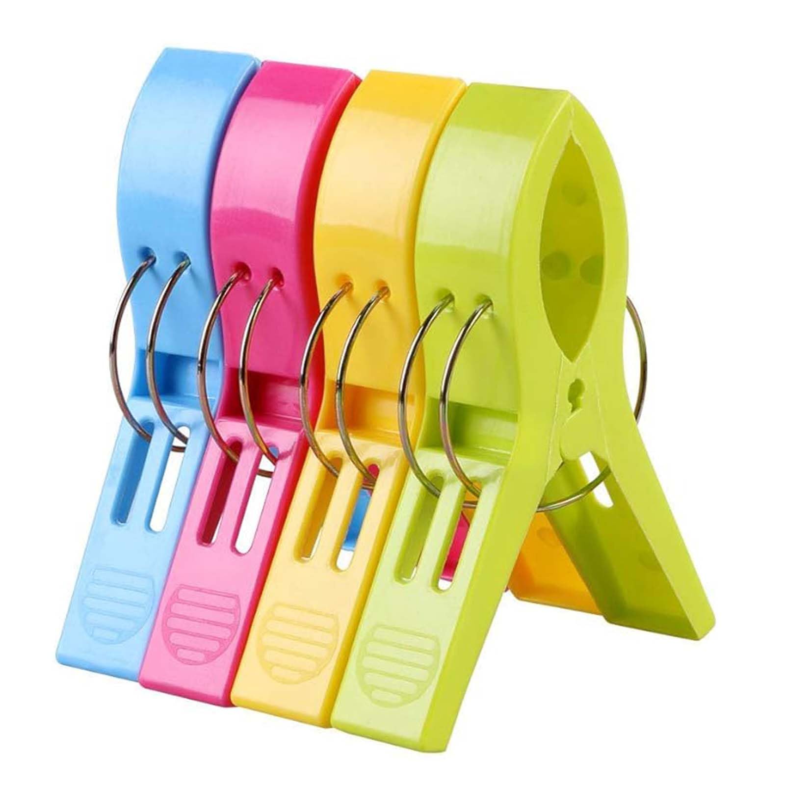Ntek Multicolor Beach Towel Clips, Large Plastic Laundry Clip Clothes Pegs For Sunbeds Sun Loungers, Bright Color Plastic Quilt Clips, Cruise Keep Your Towel, Sun Loungers, Pool Chairs, Laundry (4 Pisces)