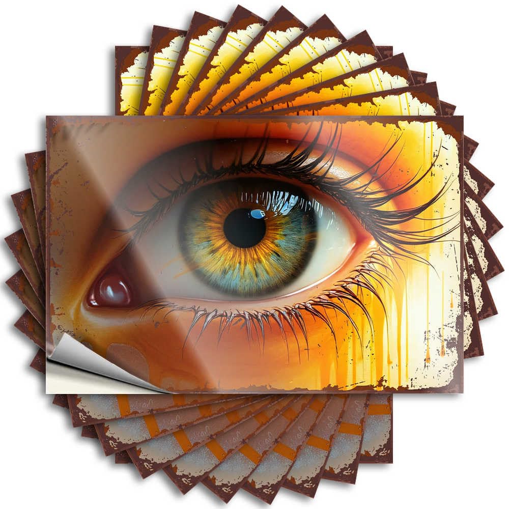 Fzfn Men's Colour Decal Bookish Teen Room Decor Bottle Golden Eye With Dramatic Tears - No Residue Decals For Absorbing(8X12cm)