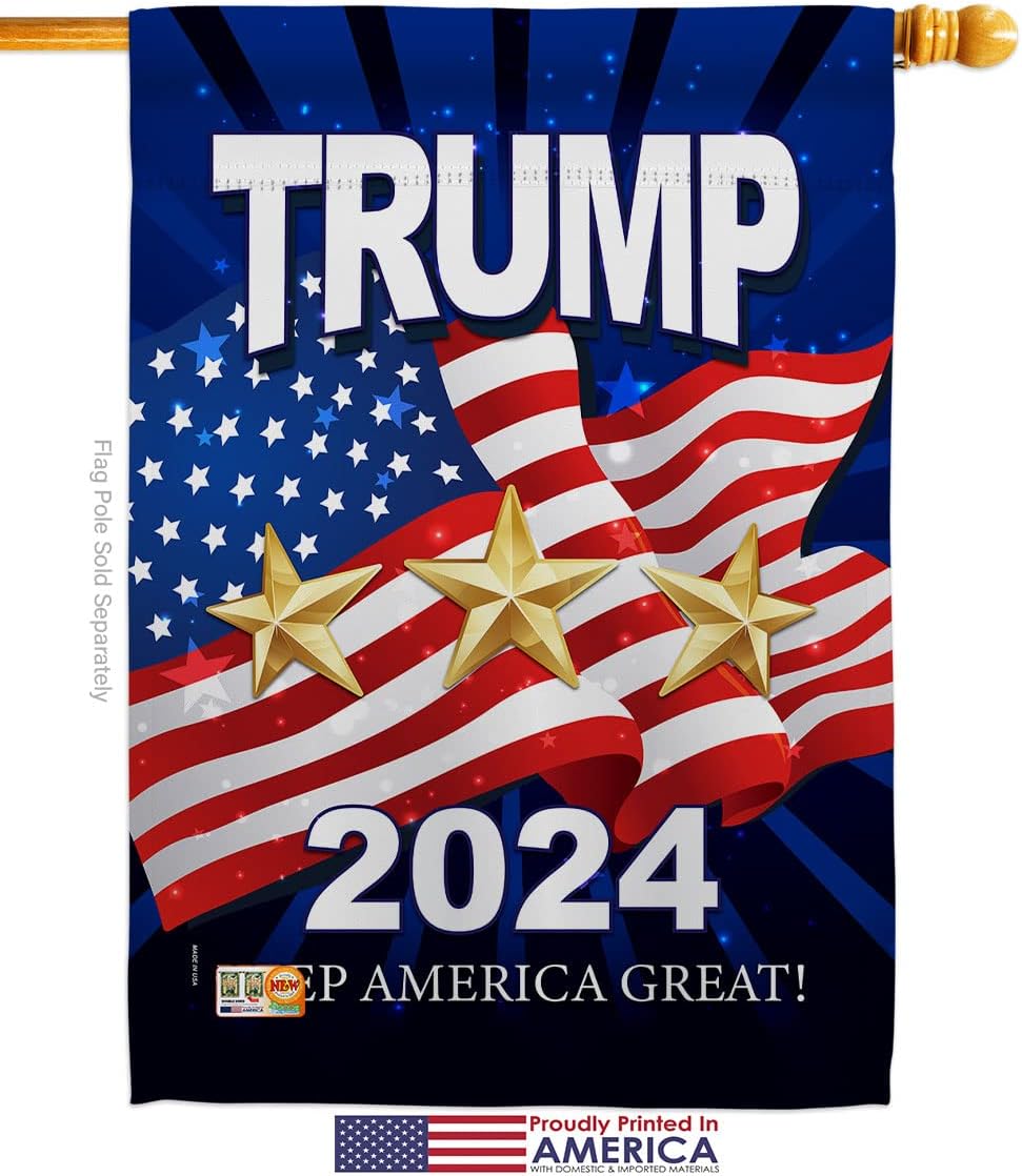 Trump Pence 2020 House Flag Patriotic President Democrat Republican Tea Party United State American Election Small Decorative Gift Yard Banner Made In USA 28 X 40