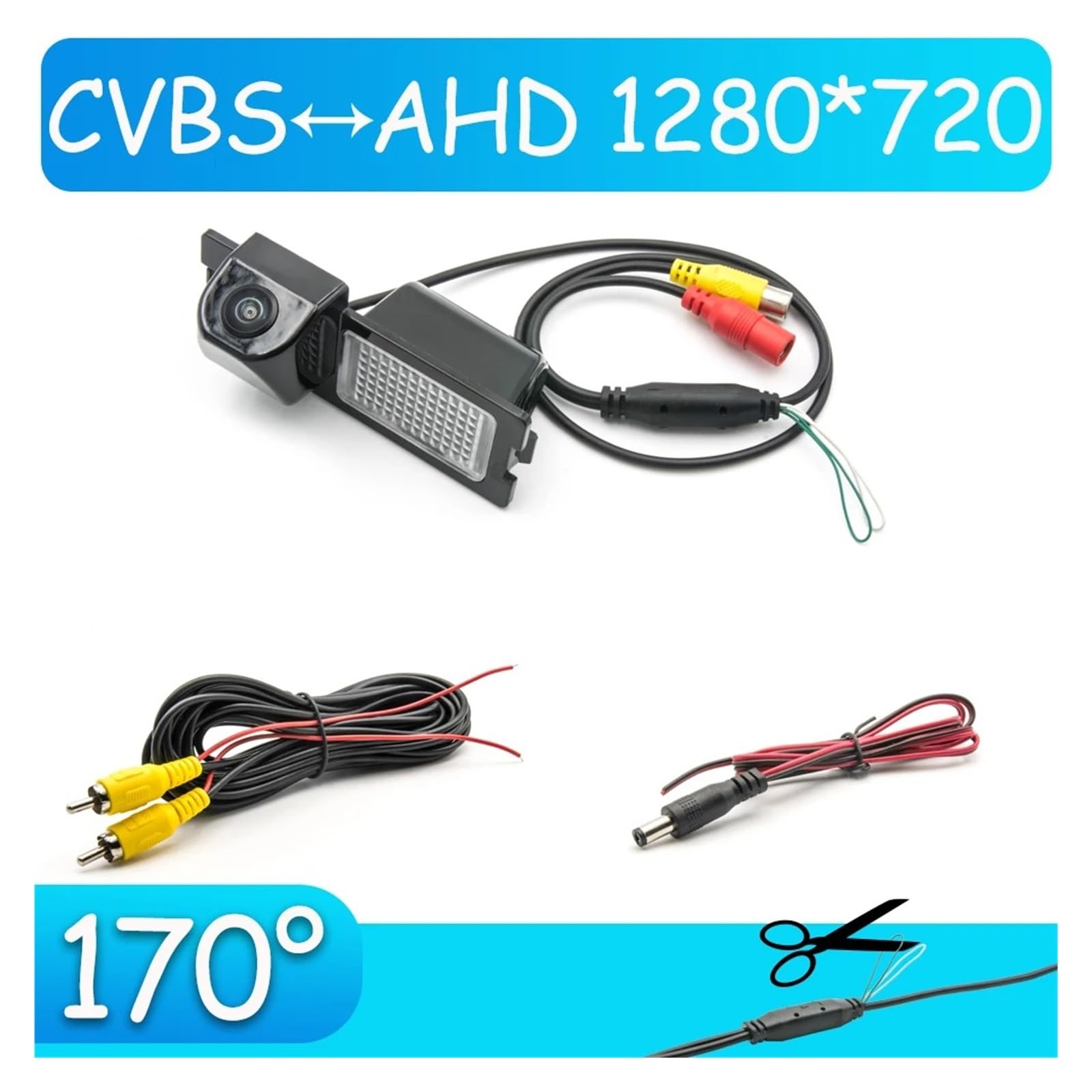 Telecamera Posteriore Per Fiat Per Grande Per Punto Per EVO CCD HD AHD Fisheye Telecamera Per Retrovisione Accessori Per Monitor Di Parcheggio Retromarcia Per Auto(D170 AHD 720P)