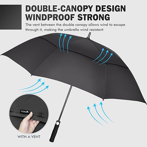 Miniatura 3 de ZOMAKE Paraguas grande de golf de 51546268 pulgadas, doble toldo ventilado, resistente al viento, paraguas de golf para lluvia, apertura automática,