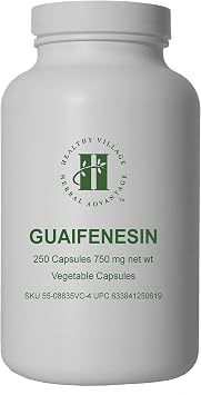 Guaifenesin Vegetable Capsules 750mg 250 Capsules - Pure Guaifenesin No Fillers No Binders