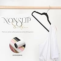 Vista 2 de HOUSE DAY Perchas de terciopelo de alta calidad para ropa antideslizantes, de fieltro flocado, resistentes, duraderas, para abrigos y trajes