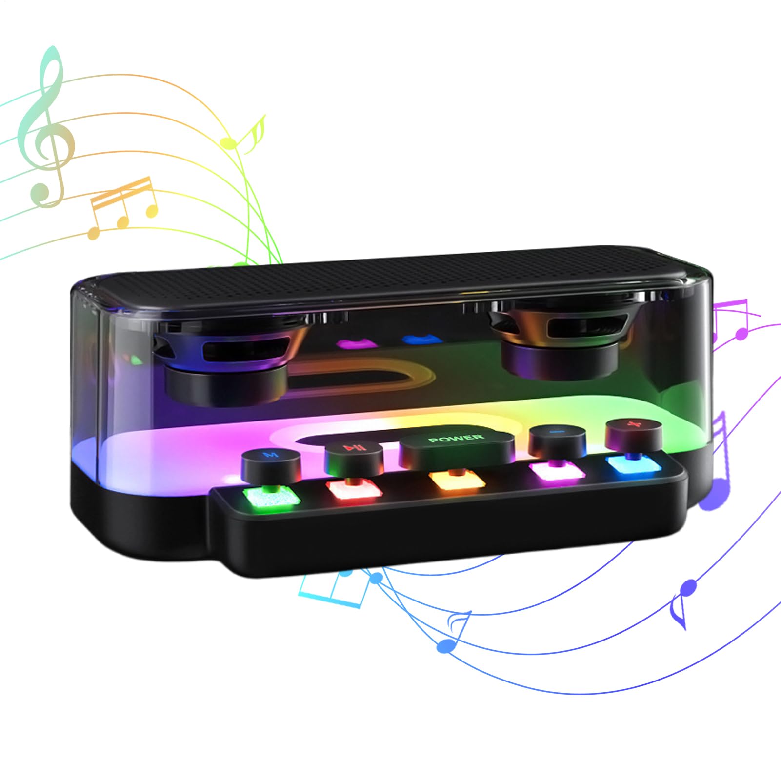 Altoparlante wireless, illuminazione punk RGB, 20 x 11,5 x 8 cm, lettore volume forte, dispositivo musicale meccanico, decorazione per la casa, per uso in cucina, ufficio, audio interno, ABS