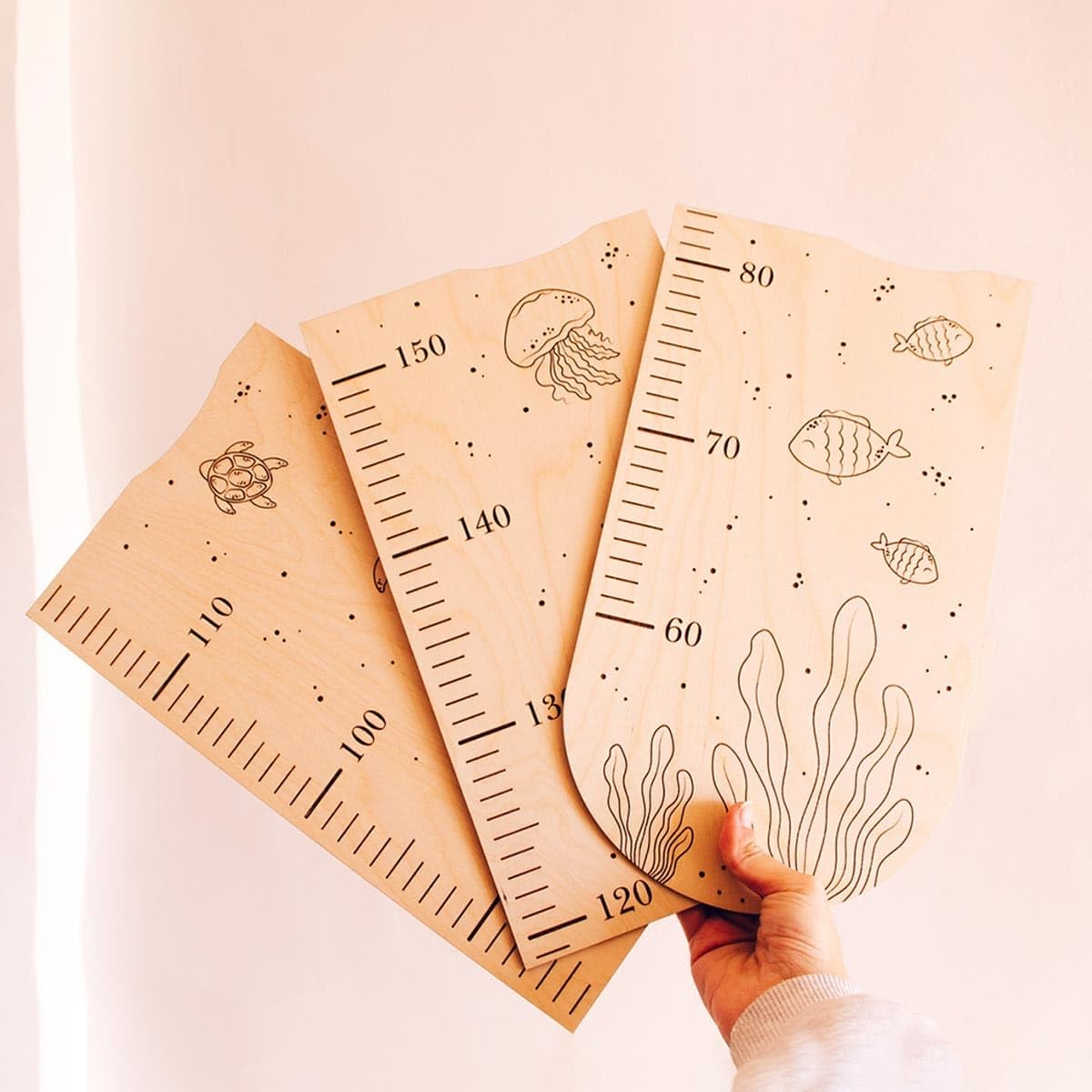 Medidor Infantil Pared Madera Personalizado – Regla de Crecimiento Infantil para Habitación Bebé y Niño – Decoración Infantil Montessori – Tabla Medidora Altura Niños