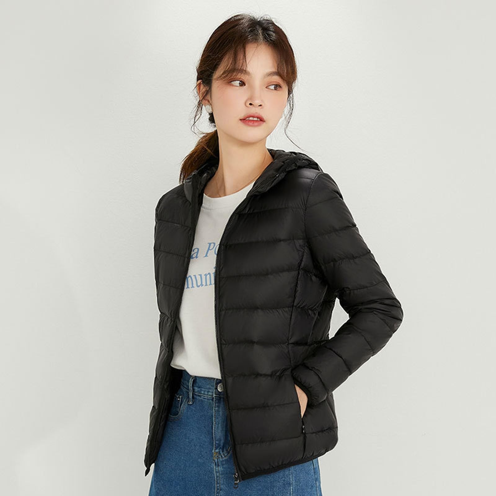 Giubbino Donna Invernali Piumino, Giacca Trapuntata Donna Curvy Trapuntata Antivento Imbottito Giacca Caldo Leggero Invernale Manica Lunga Casual Impermeabile Cerniera Cappotto Per Tempo Libero