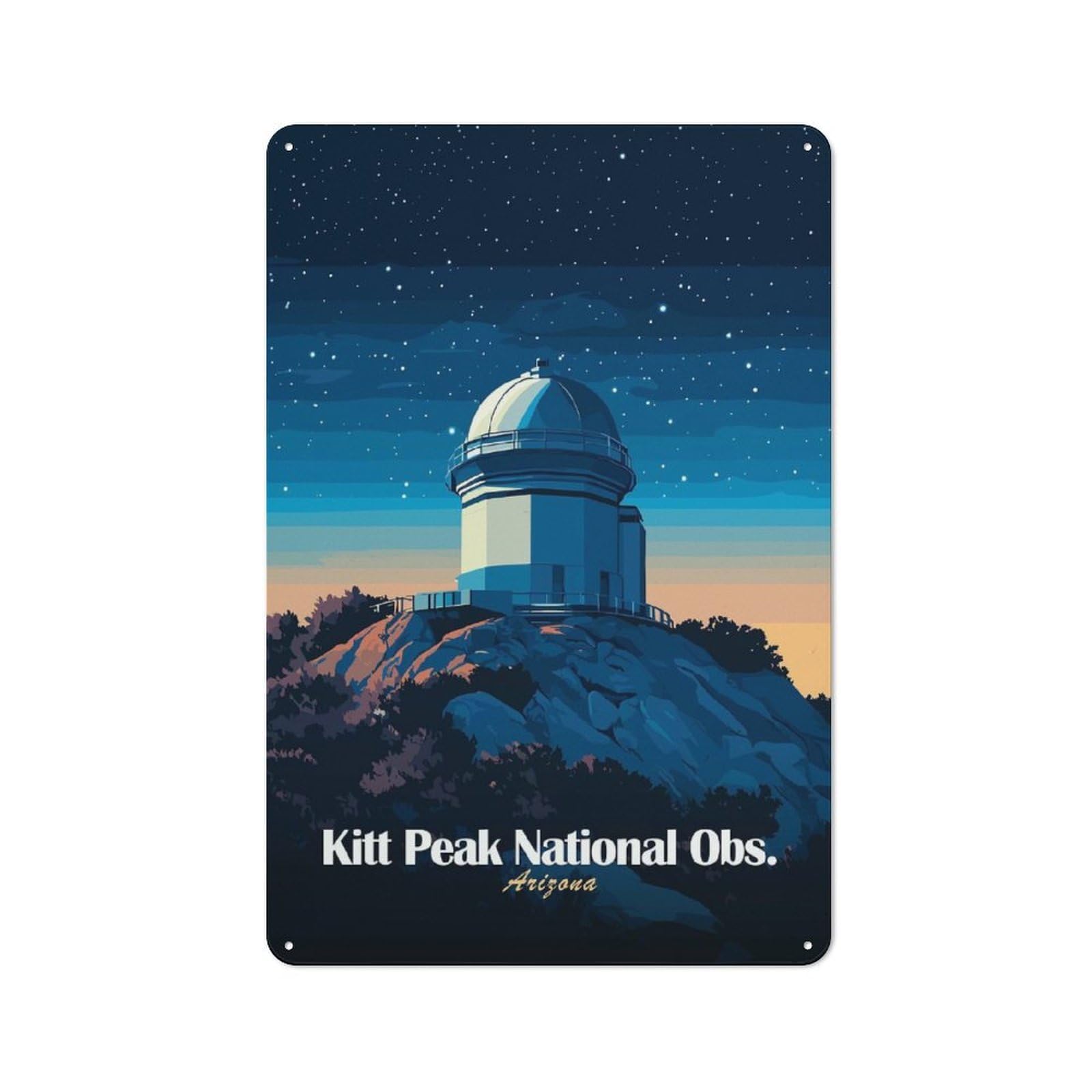 Junmoney Style-19 Kitt Peak Observatory Rustic Tin Sign 30X20cm For Lounge Or Reading Corner, For Metal Sign Collectors, For Cafés, Pubs And Restaurants