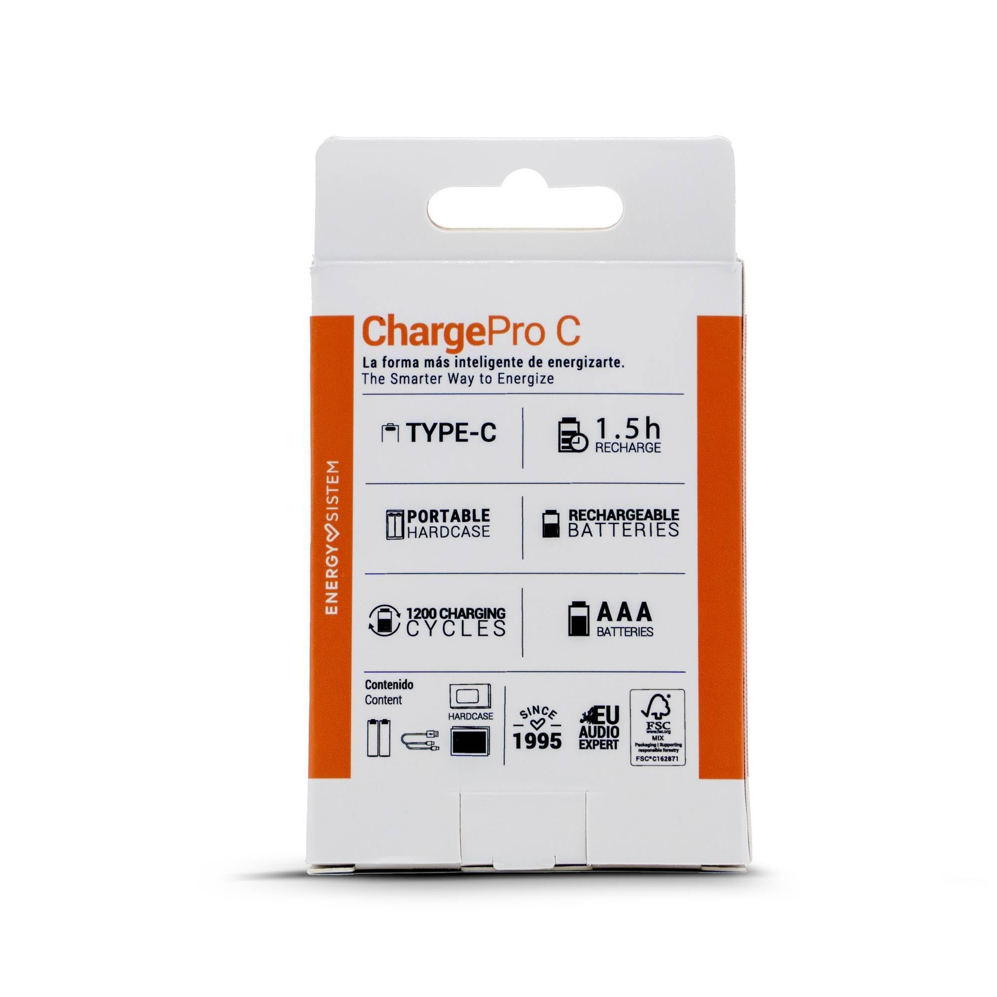 Energy Sistem Charge Pro C AAA – Pilas Recargables Con Carga Rápida En 1.5 Horas, 1110 MWh Y Puerto Type C