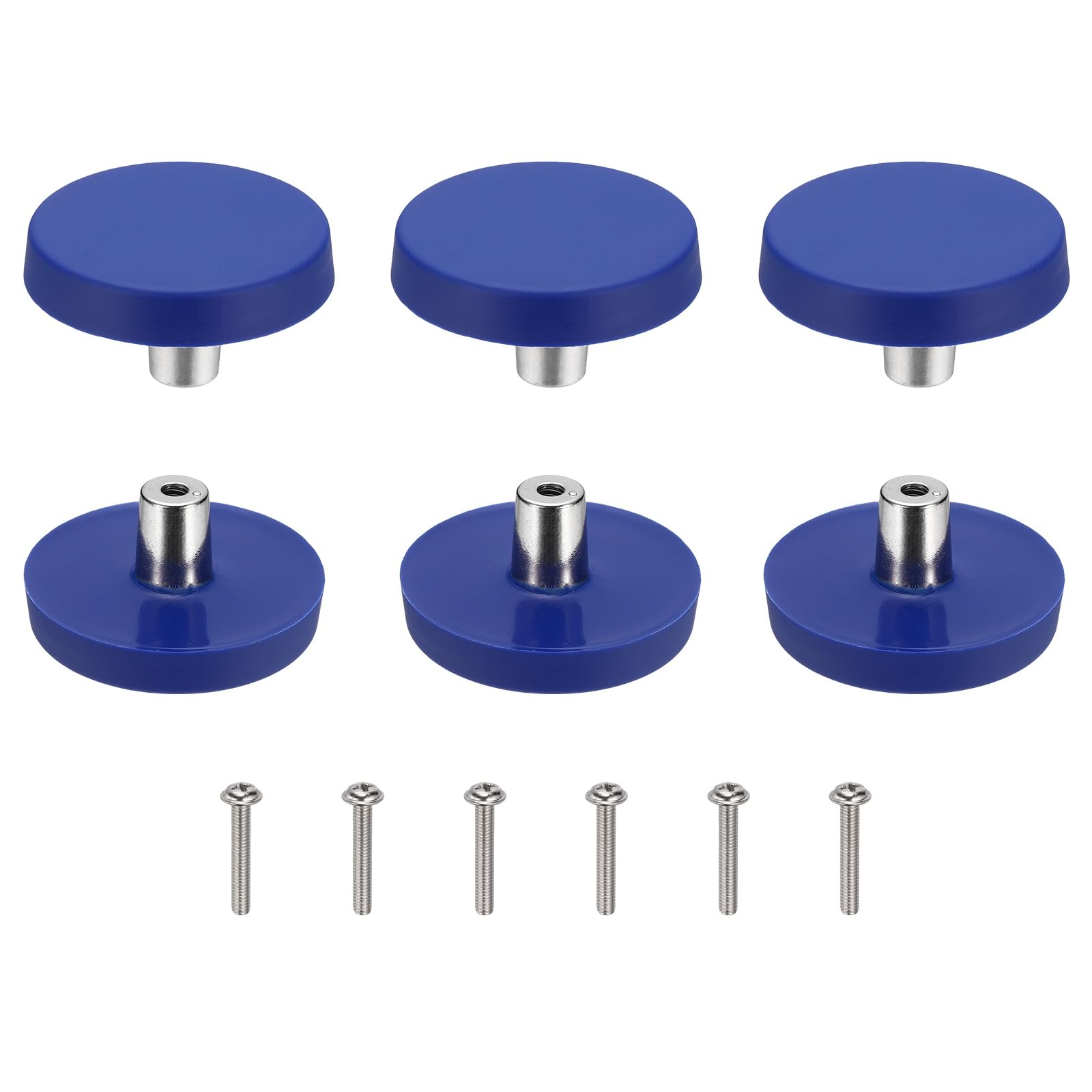 sourcing map 6 Pcs Cabinet Knobs, Round Soft Rubber Cabinet Handle Silicon Cute Drawer Pulls with Screws Cartoon Dresser Knob for Decoration Bedroom Wardrobe Dresser Drawer Nursery, Blue