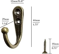 Vista 2 de Paquete de 12 ganchos de metal para colgar ropa, chaquetas, batas, toallas, sombreros, llaves, bolsas, tazas, color bronce