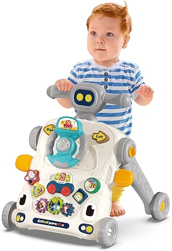 NoTagCat Juguete 3 en 1 para andador y empuje para bebé, centro de actividades sentado a pie, mesa de juego musical de educación temprana, volante,