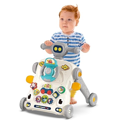 NoTagCat Juguete 3 en 1 para andador y empuje para bebé, centro de actividades sentado a pie, mesa de juego musical de educación temprana, volante,