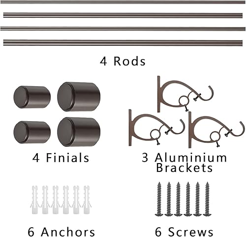 Miniatura 4 de Kemmie Barra de cortina de tratamiento de ventana de 1 pulgada con remates de tapa cilíndrica, barra de cortina doble longitud ajustable 36-72
