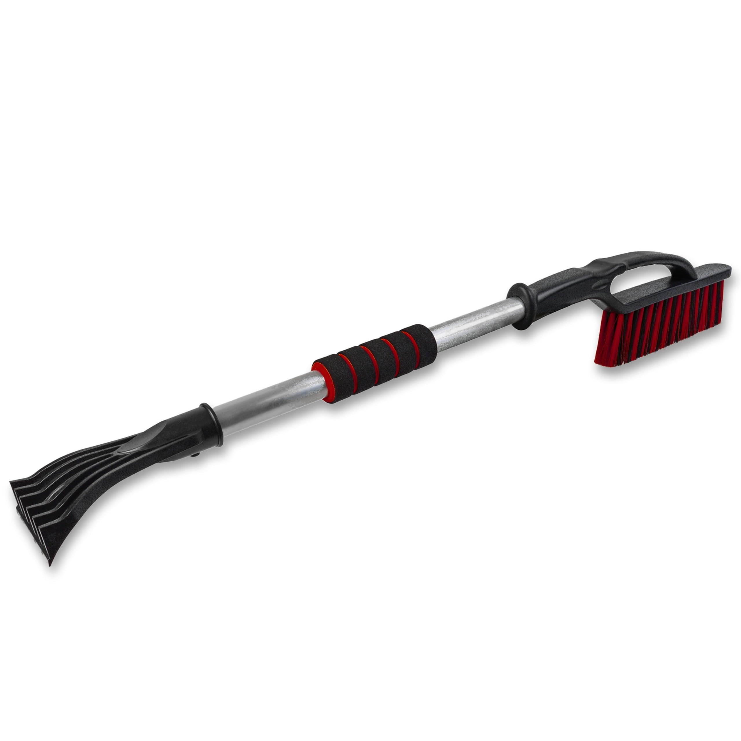 ToM PaR Brush and Scraper, 2-in-1 Snow Brush and Ice Scraper, Warm Soft Touch Handle, Car Ice Scraper with Broom, Scratches for Thin, Cold-Resistant Plastic, Length: 75 cm, Red