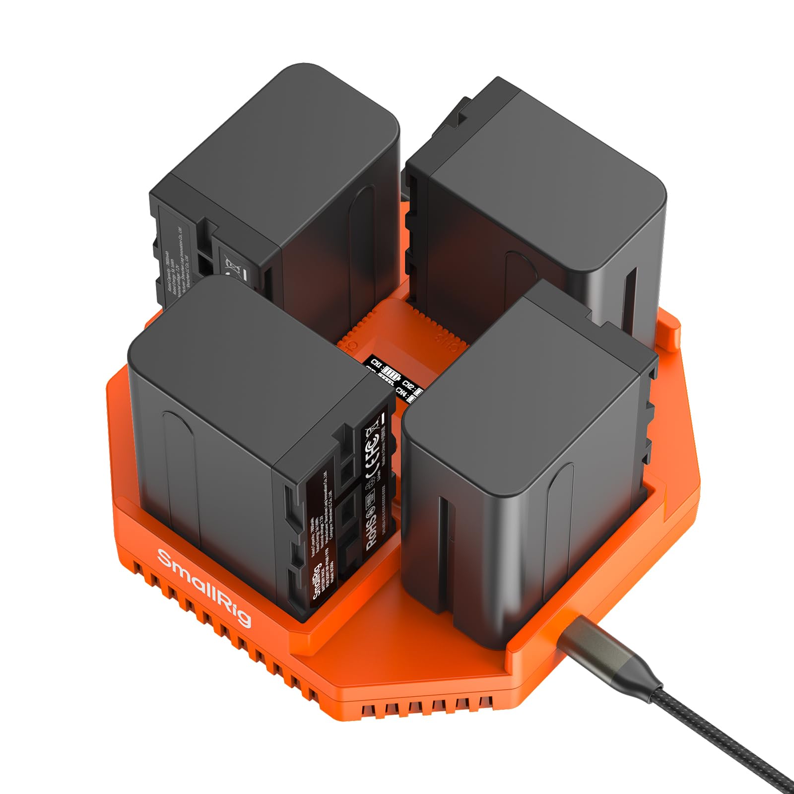 SMALLRIG Batterie per Fotocamera, con Ricarica Rapida PD 100W, Display OLED, Caricabatterie a 4 Canali per Sony NP-F970, NP-F550, NP-F570, NP-F750, per Fotocamera, Videocamera, Monitor - 4834