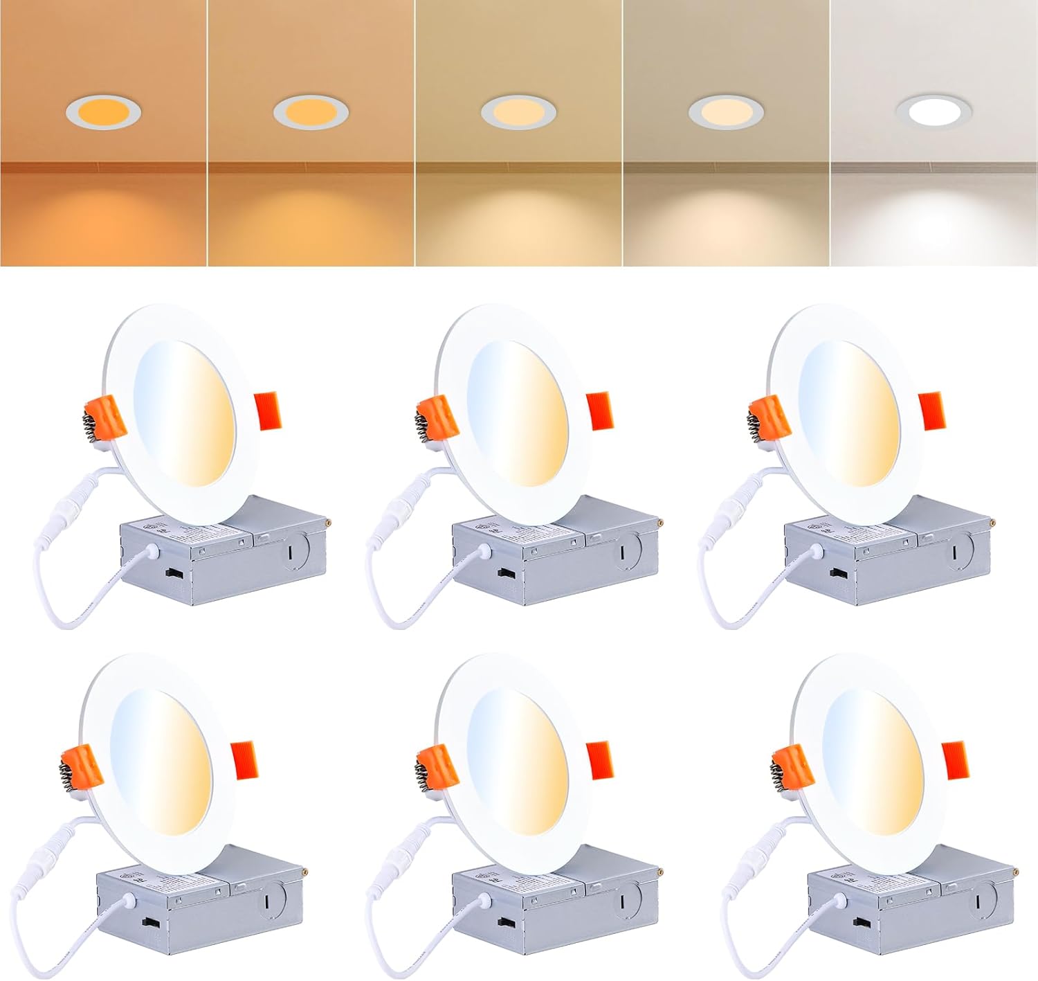 CycevSun Pot Lights LED 4 Inch Slim Recessed Lighting Dimmable & 5CCT