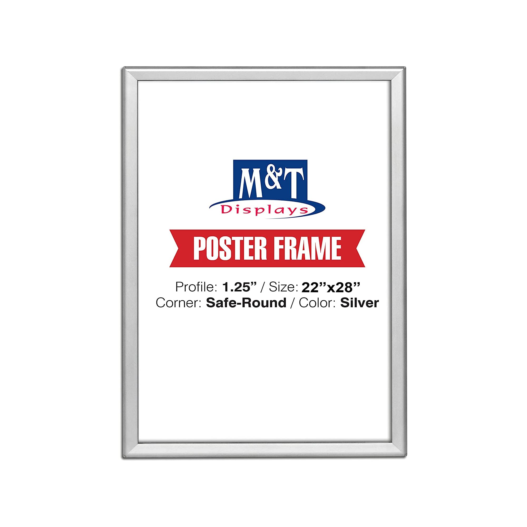 M&T Displays Snap Poster Frame 22x28 Inch Silver 1.25