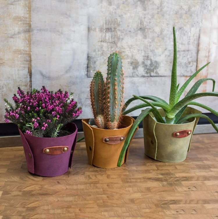 Miniatura 5 de EFOLKI Cubierta de cuero interior para decoración del hogar, maceta de cuero, cubierta de florero