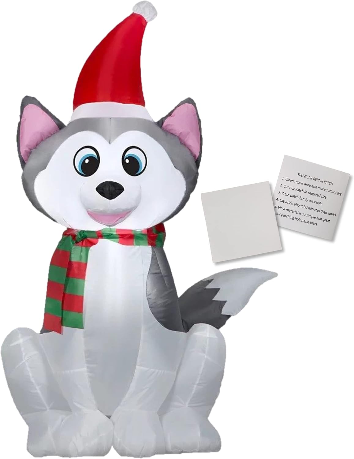 Holiday Christmas Husky Dog Inflatable with Builtin LED Lights Bundled with Two