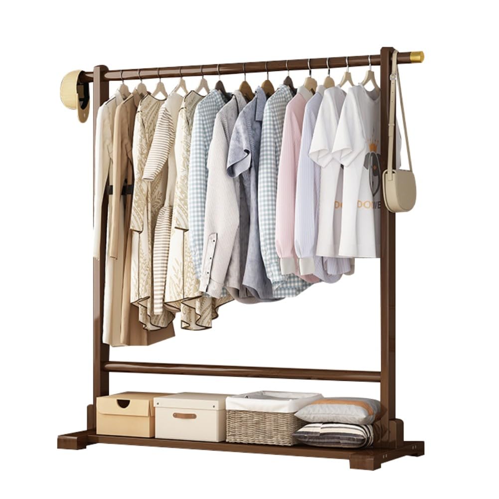 Appendiabiti in legno con ripiani - Abbigliamento portatile per camera da letto 120x40x163cm - &Armadio