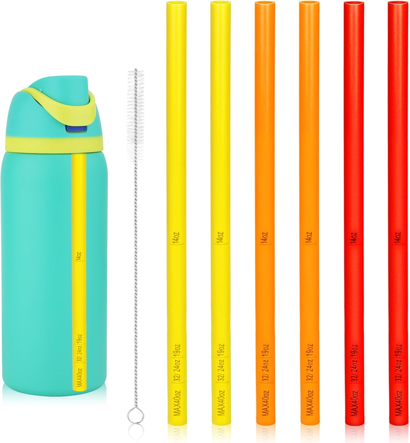 6pcs Straw Replacements for Owala FreeSip 24 oz 32 oz, with Brush, Plastic Tumbler Cup Straws Reusable With Scale Accessories Parts for Owala 14/19/24/32/40oz Stainless Steel Water Bottle (3 Colors)