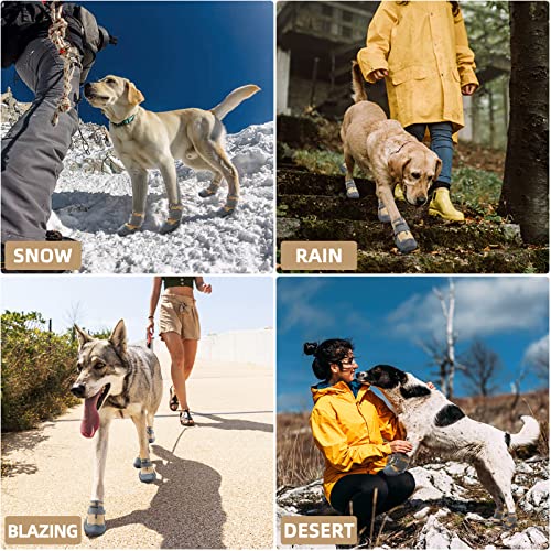Hcpet Dog Boots Waterproof Dog Shoes For Medium Large Dogs, Anti-Slip Dog Booties Paw Protector For For Hot Pavement Winter Snow Hiking With Reflective Straps 4Pcs #TOP4
