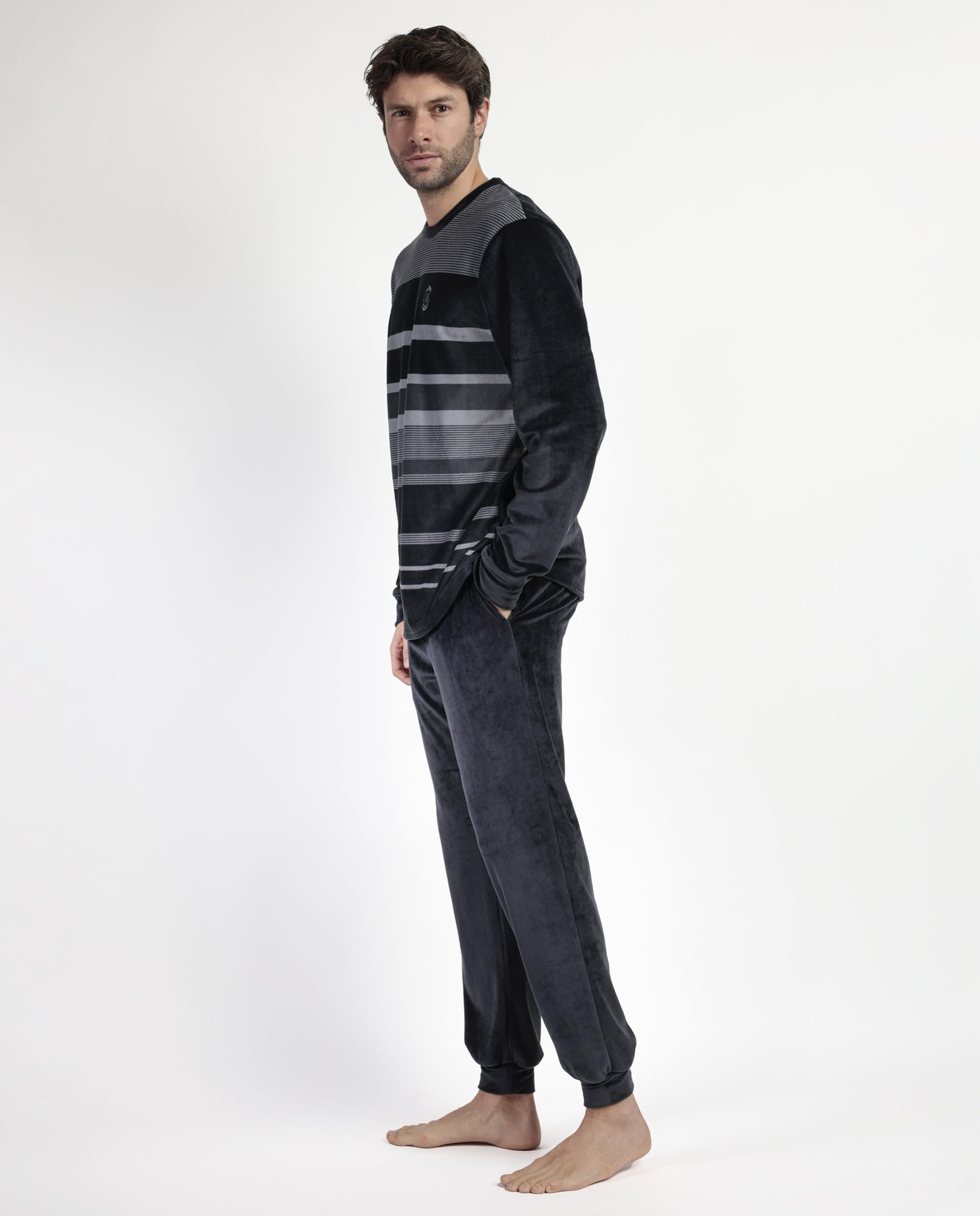 ADMAS Classic Pijama Manga Larga Terciopelo Velvet Stripe Hype para Hombre