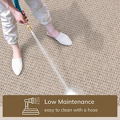 Well Woven Woden Ivory Indoor/Outdoor Flat Weave Pile Solid Color Border Pattern Runner Rug (2'7