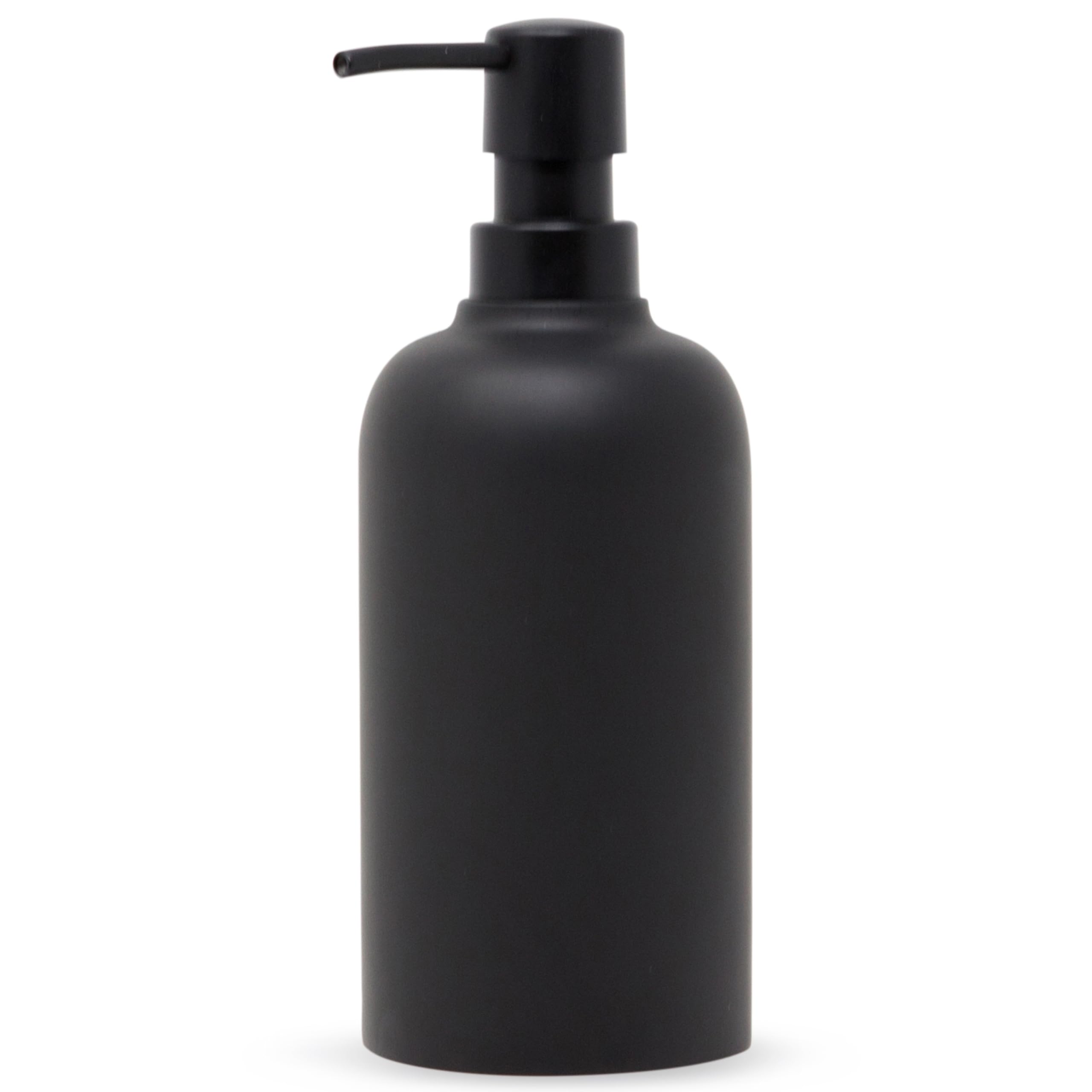 Yew Design Dispensador de jabón Negro Mate para baño, 450 ml, Bomba Redonda de Acero Inoxidable para jabón líquido, Platos o Manos, para Fregadero de Cocina, encimera y baño