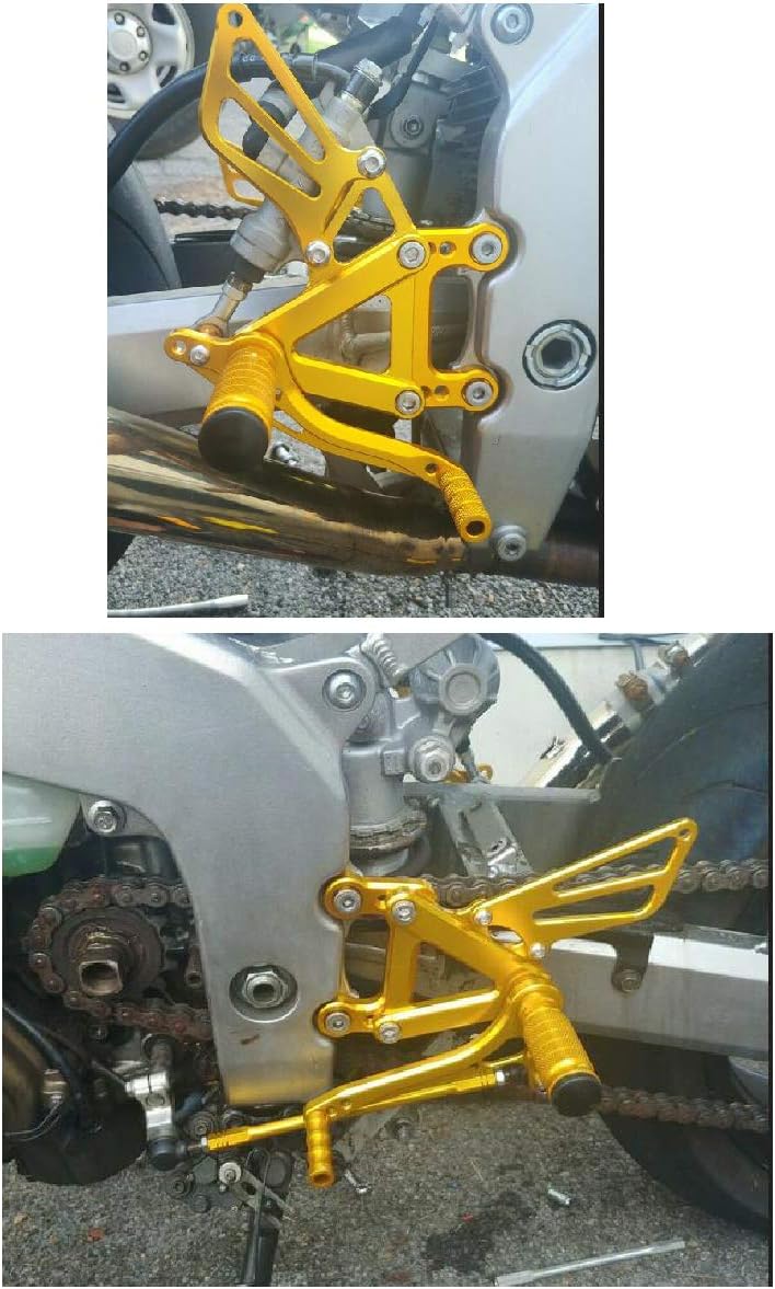 FXCNC CNC Billet Motorcycle Rearset Foot Pegs Rear Set Footrests Fully Adjustable Foot Boards Compatible with Ninja ZX6R ZX-6R 636 ZX636 2003 2004