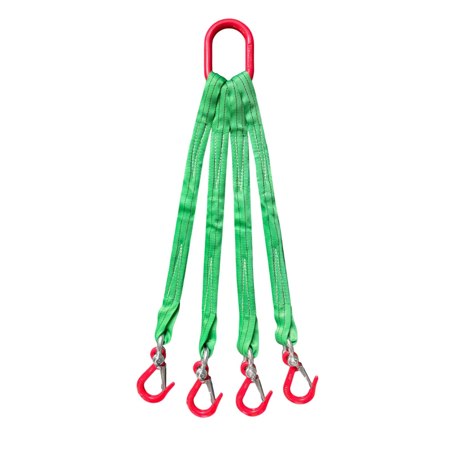 sunbiaouk Lifting Sling Straps, 4-Leg Polyester Web Bridle Sling Assembly for Hoist Engine Crane Truck Tow Tree Stump 11023 Lbs Load Capacity(5 tons,1.5m)